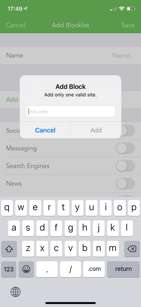 Add the URLs of any other apps you want to block