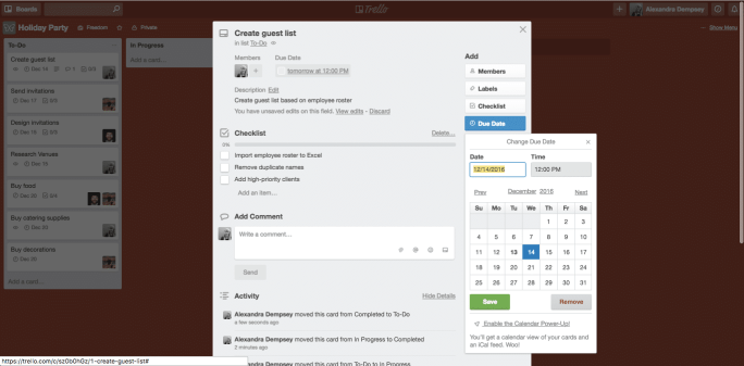 Add task descriptions, completion dates, and members to each of the cards